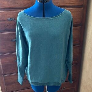 Eileen Fisher merino wool green sweater.